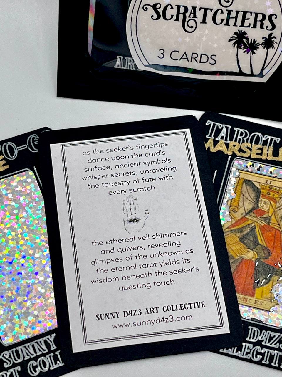 scratchers - tarot to go tarot scratch off - 3 card pack - MARSEILLE - sunny d4z3 art collective