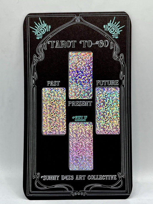 scratchers - tarot to go quad card - past, present, & future - sunny d4z3 art collective