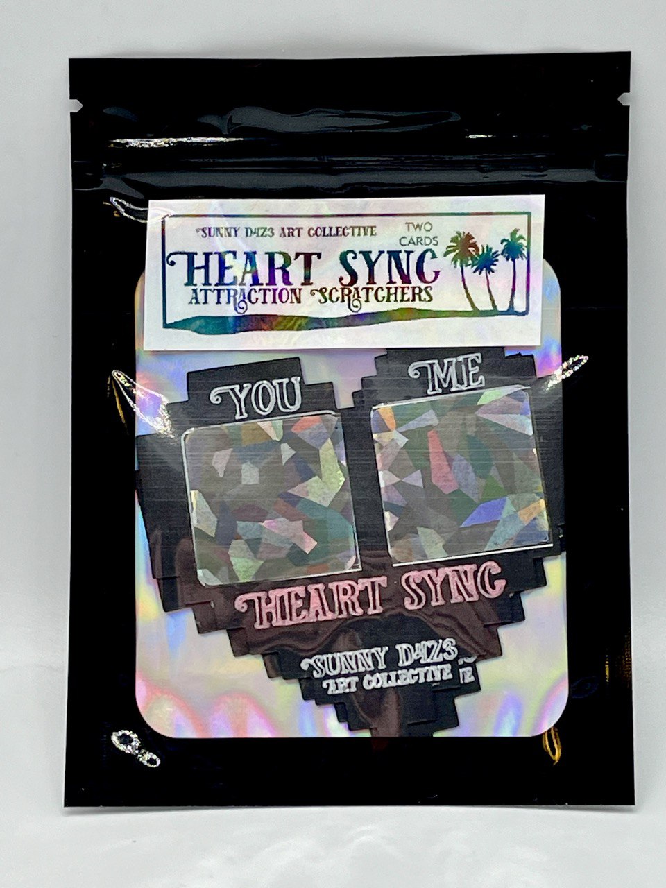 heart sync black heart scratch off cards in packaging.
