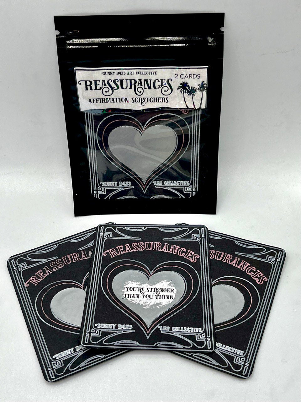 reassurances scratch off cards, three cards and packaging